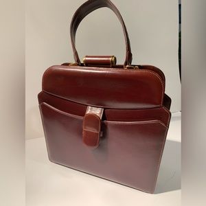 VINTAGE EVANS ELEGANCE Art Deco 40s Leather Handbag Structured Top Handle Luxe